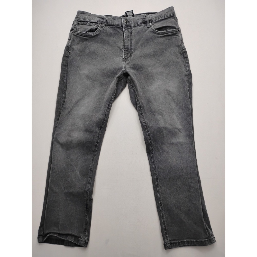 Urban Star Jeans Mens 38x30 Faded Black Gray Straight Leg Relaxed Fit Stretch